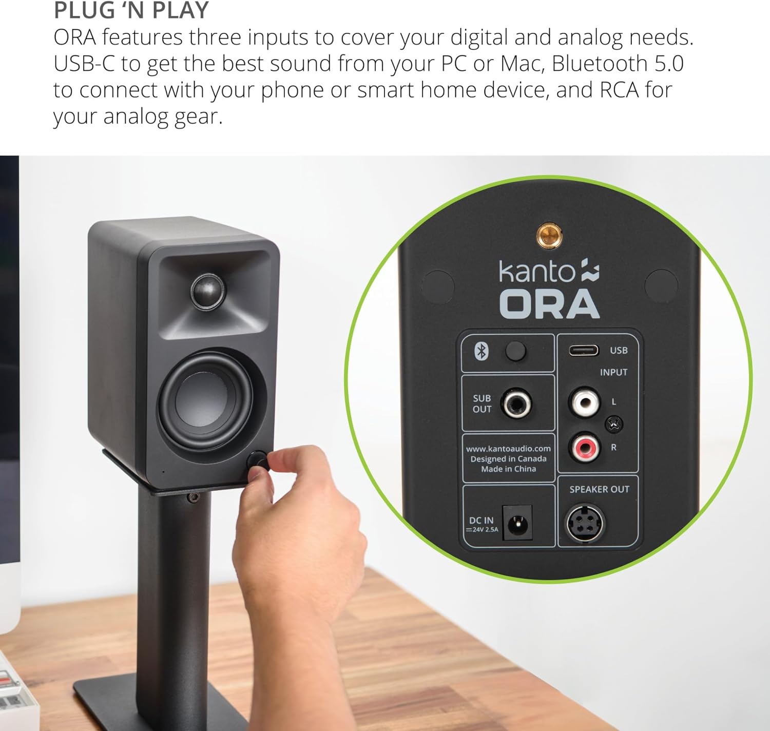 Haut-parleurs d'ordinateur de bureau de référence alimentés Kanto ORA 100 W