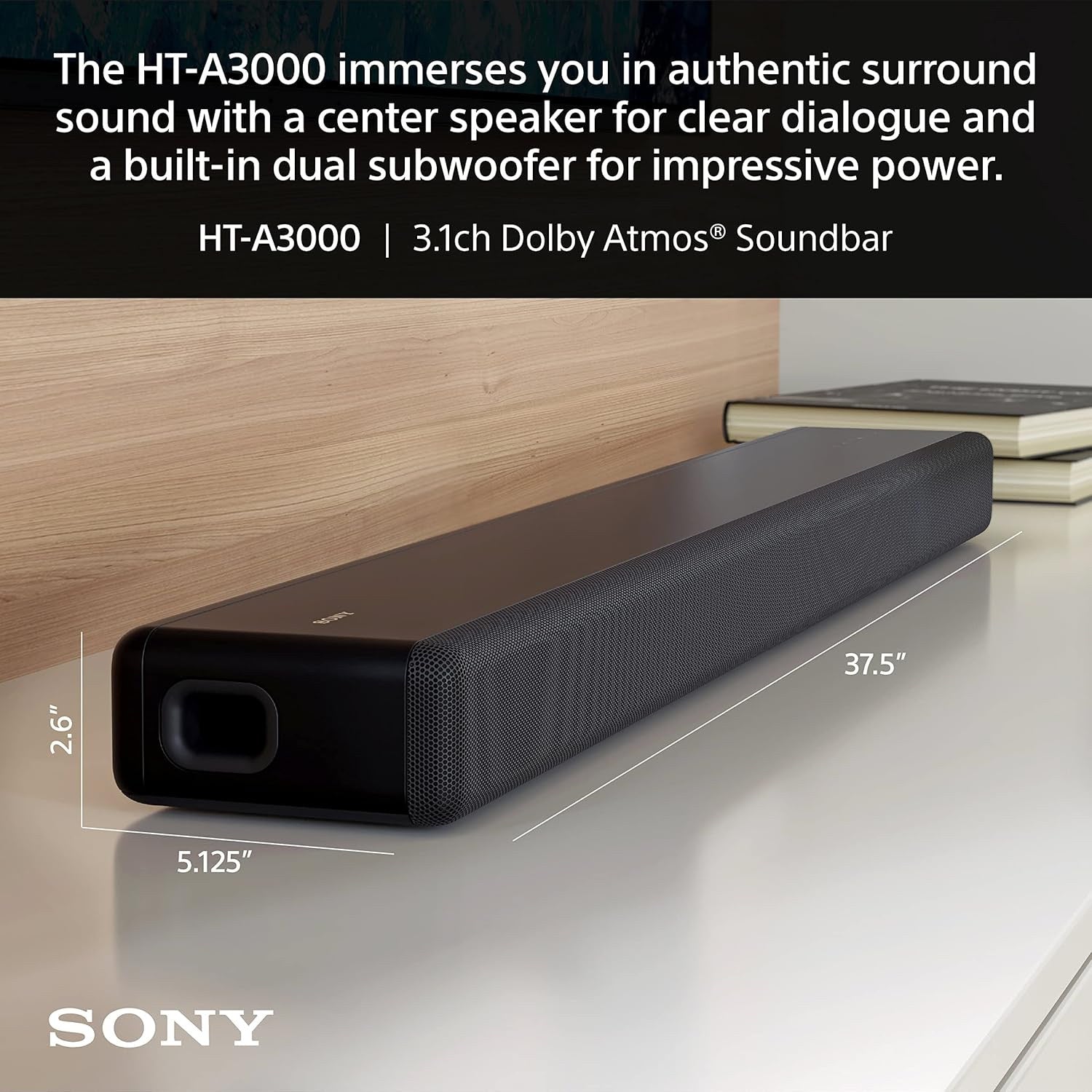 Sony HT-A3000 Soundbar - 3.1-Channel Dolby Atmos® with Deep Bass