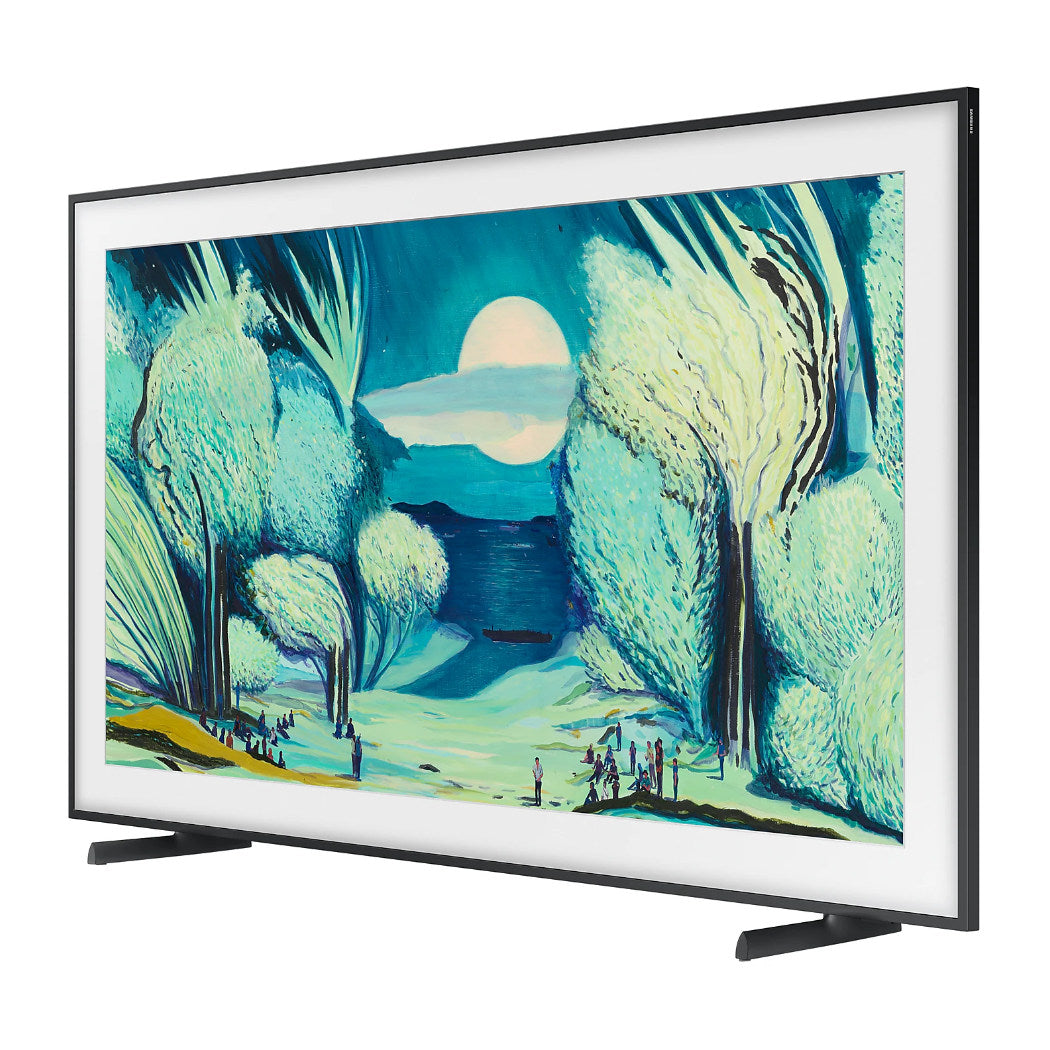 Samsung The Frame 4K UHD HDR QLED Smart TV front angle on stand