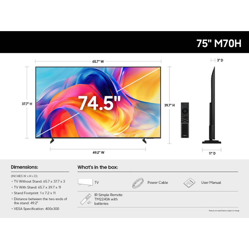 Samsung M70H Mini LED 4K Smart TV (2026)