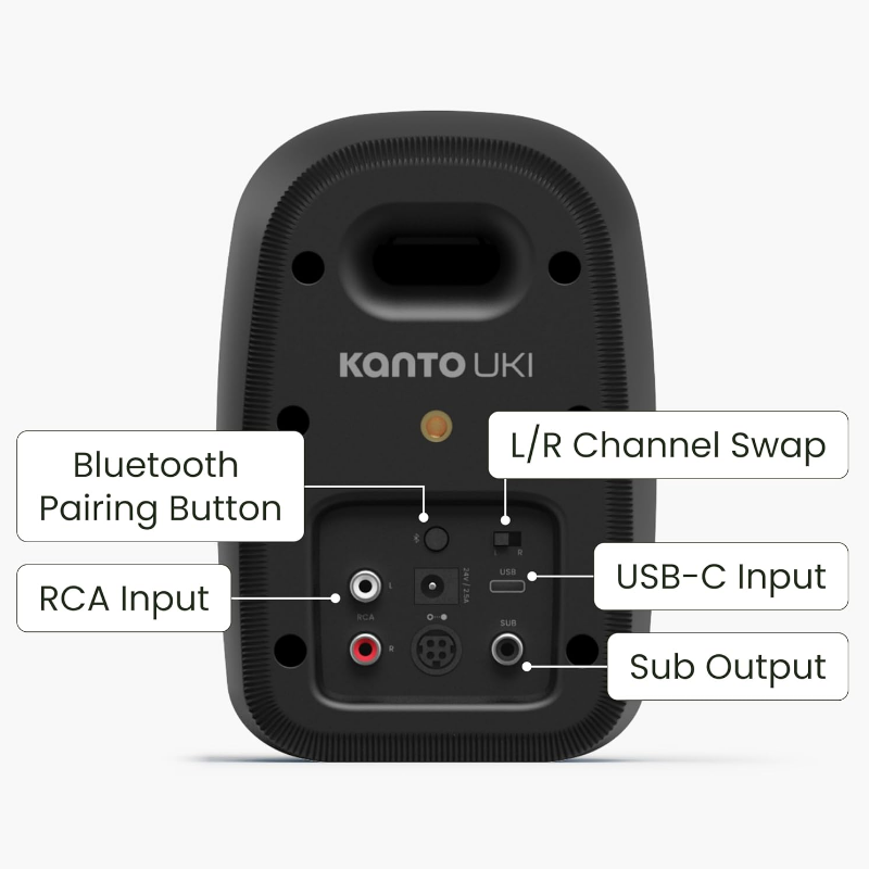 Kanto UKI Powered Desktop Speakers with USB-C, Bluetooth 5.3 & Sub Out