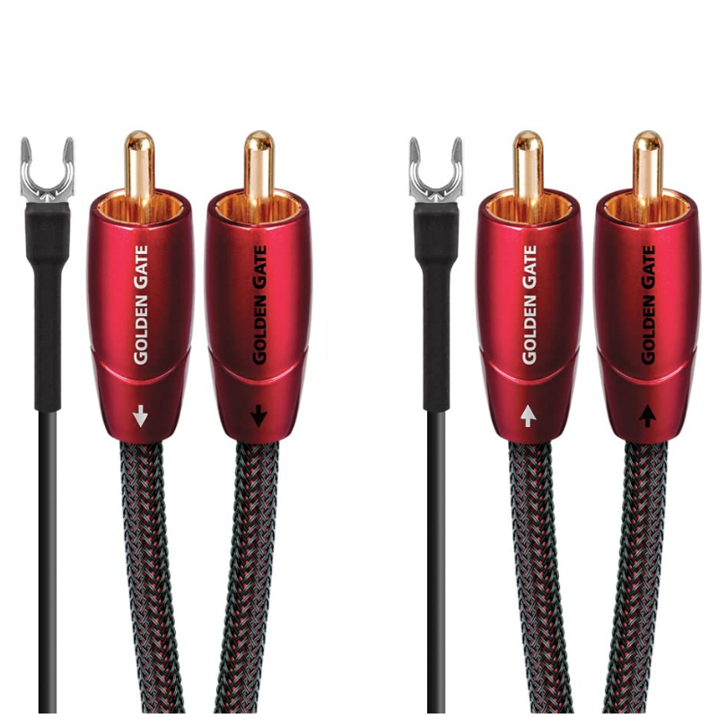 AudioQuest Golden Gate Turntable RCA Cable + Ground Wire for Vinyl Systems