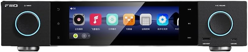 FiiO S15 All-in-One Network Audio Streamer and DAC, black, front view