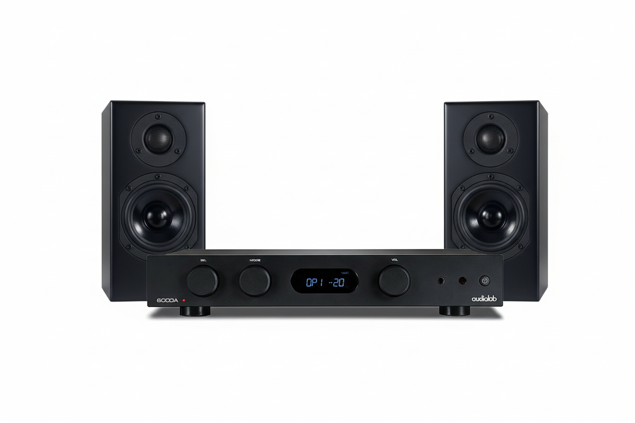 Audiolab 6000A Integrated Amplifier & Totem Kin Monitor Speakers Stere ...