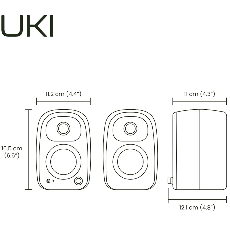Kanto UKI Powered Desktop Speakers with USB-C, Bluetooth 5.3 & Sub Out